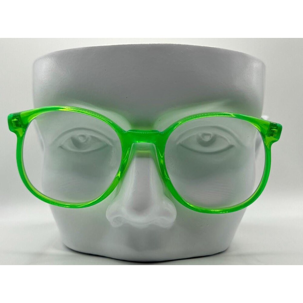 NEW Vintage Eyeglasses | Non RX | Preppy 90s Style Clear Lens | Neon Green #648 - Picture 2 of 8